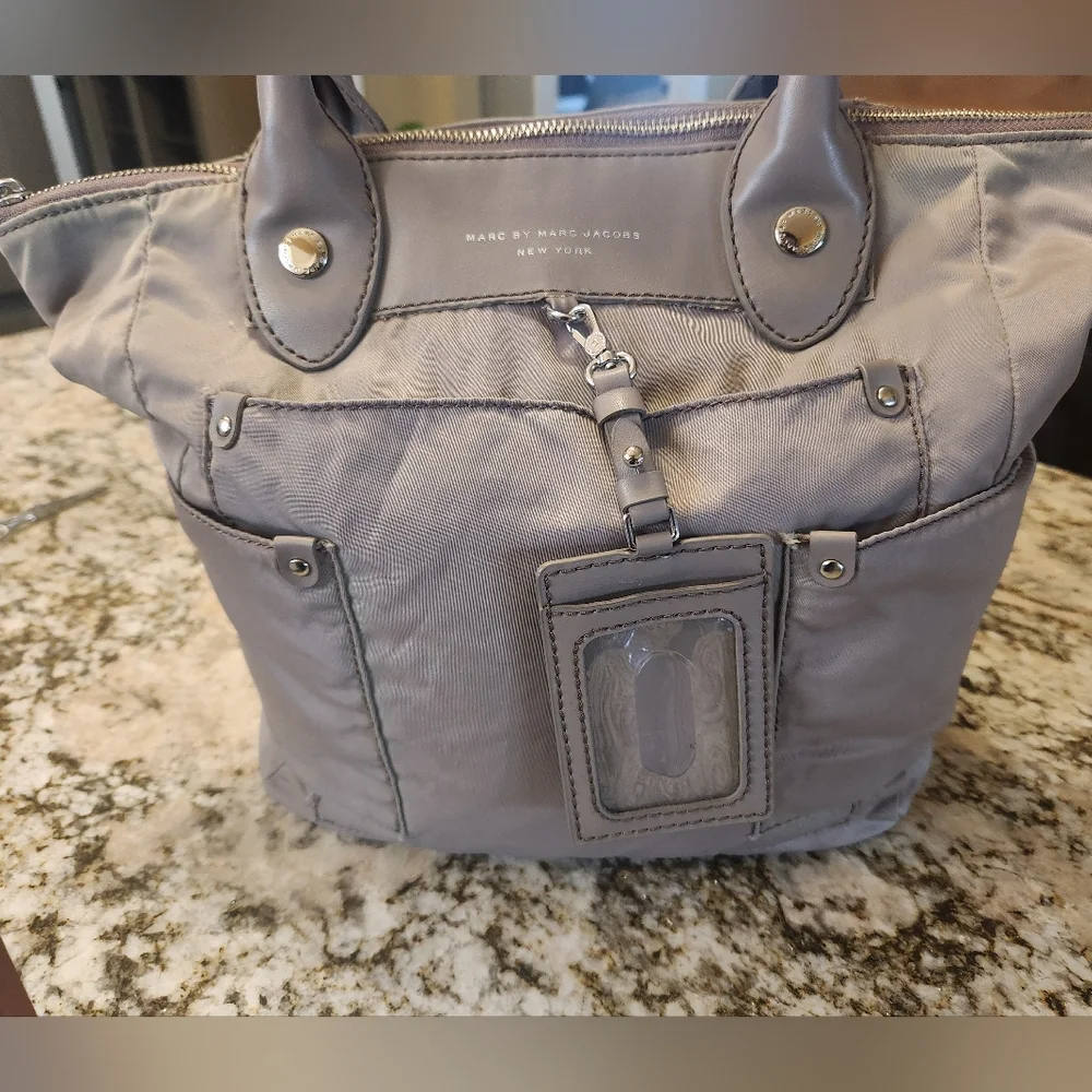 Marc by Marc Jacobs Handbag, Nylon, Elizababy Diaper Baby Tote, Tan Gray GUC